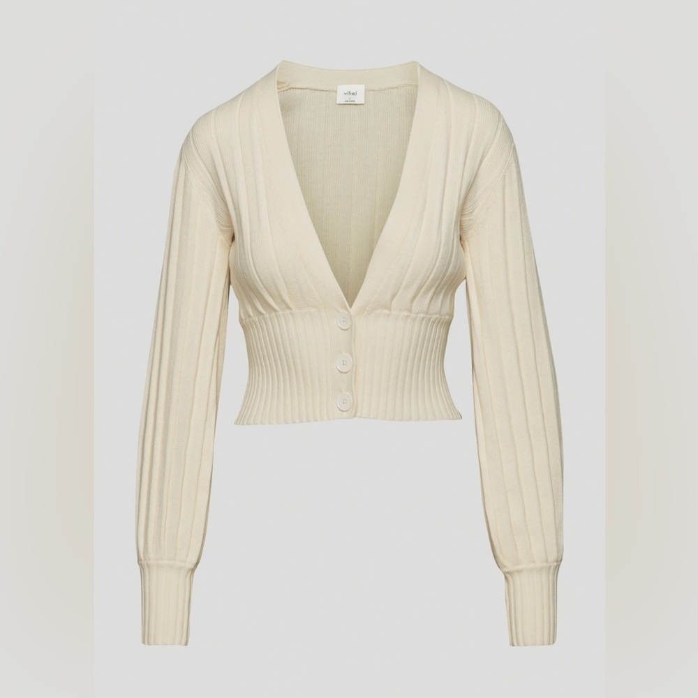 Wilfred Plunge Cream V-Neck Sweater